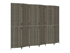 Biombo de 6 paneles ratán sintético ES282200 Gris Best