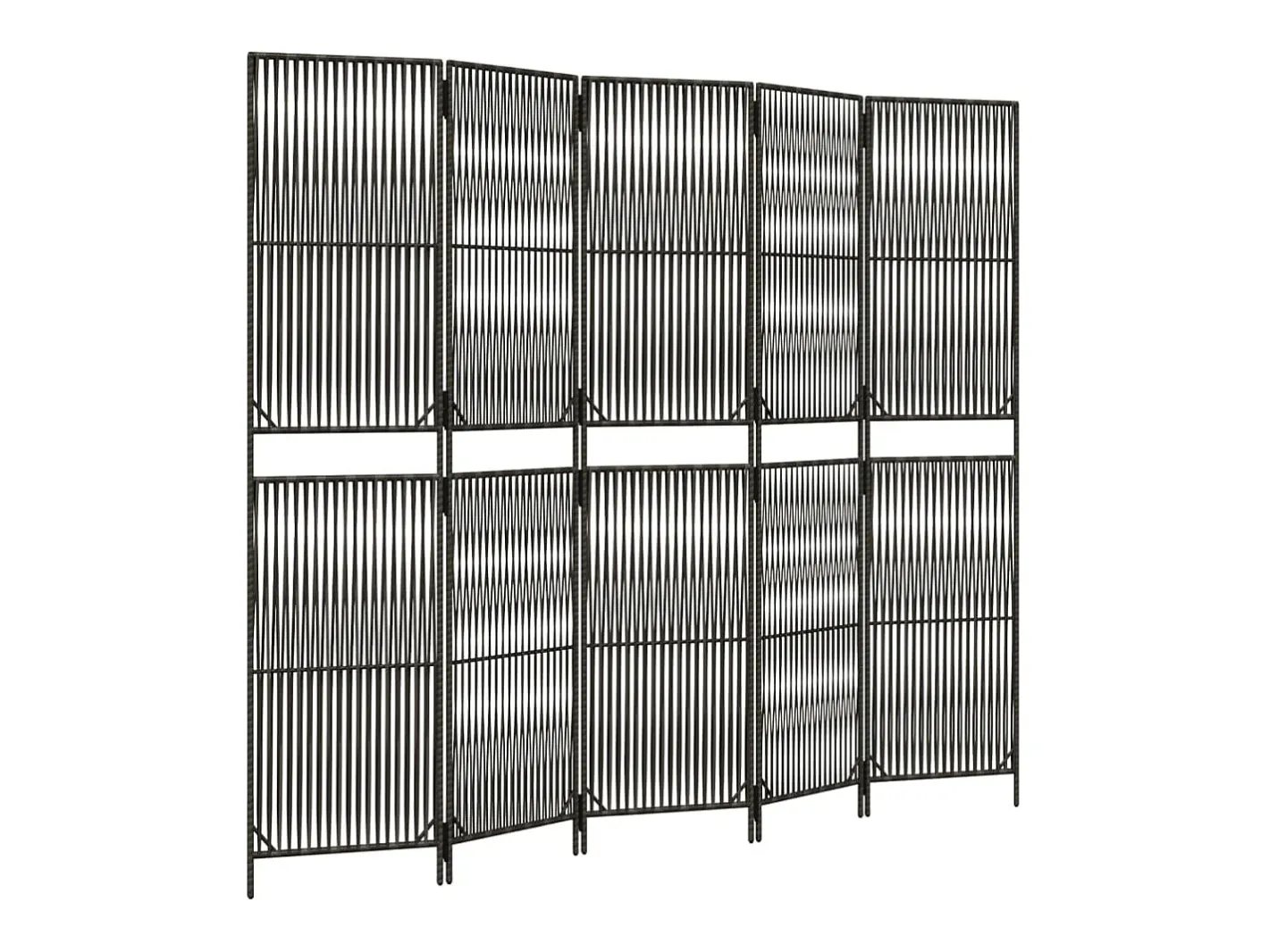 Biombo de 5 paneles ratán sintético ES833158 Gris