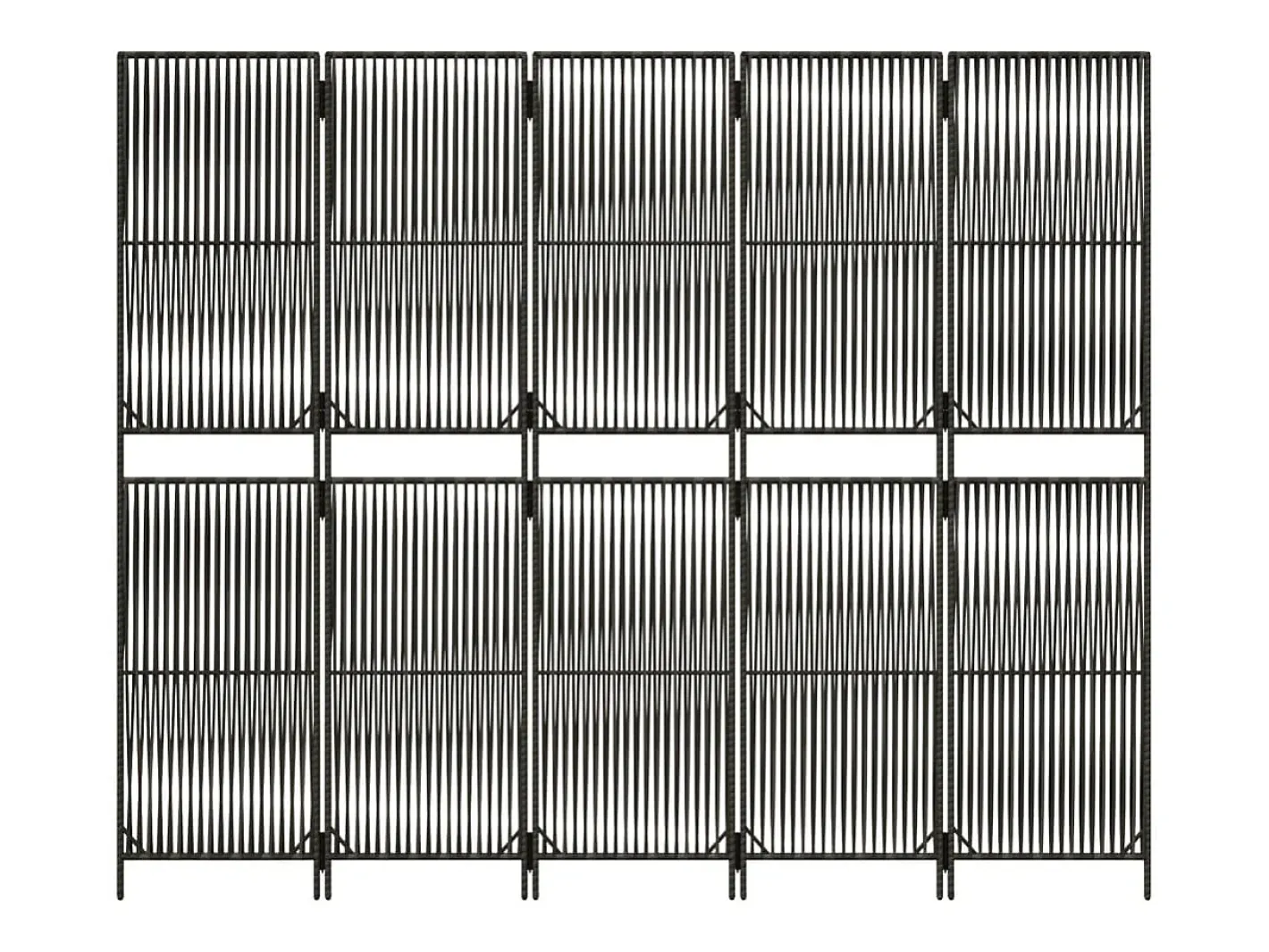 Biombo de 5 paneles ratán sintético ES833158 Gris