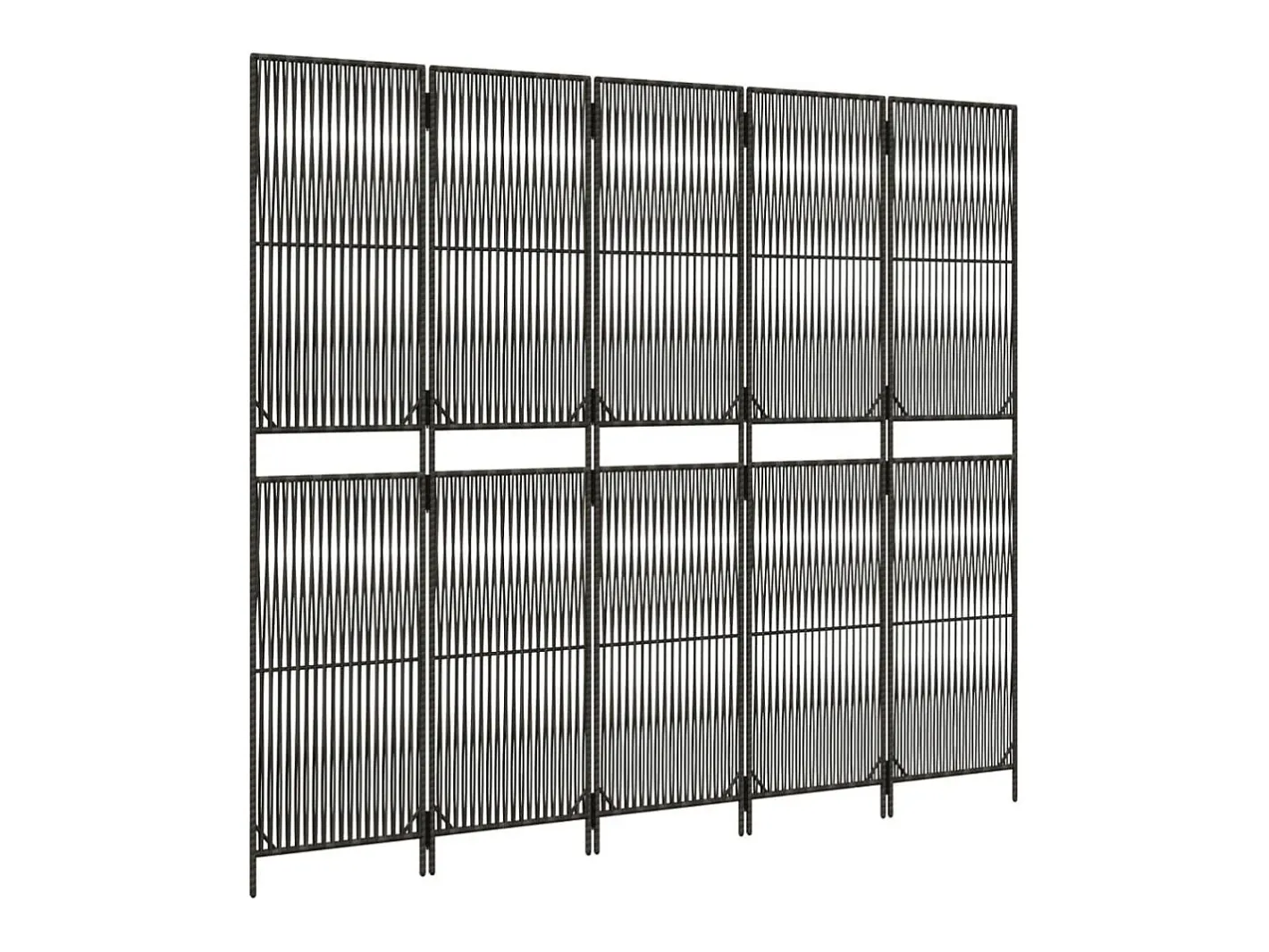 Biombo de 5 paneles ratán sintético ES833158 Gris
