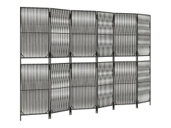 Best Biombo de 6 paneles ratán sintético ES380522 Gris