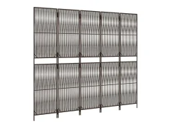 Biombo-Biombo de 5 paneles ratán sintético marrón ES836000 Marru00f3n