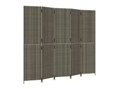 Best Biombo de 5 paneles ratán sintético ES372653 Gris