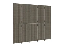Best Biombo de 5 paneles ratán sintético ES372653 Gris