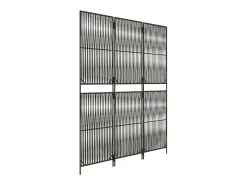 Best Biombo de 3 paneles ratán sintético ES768500 Gris