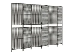 Outlet Biombo de 6 paneles ratán sintético ES852882 Gris
