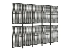 Sale Biombo de 5 paneles ratán sintético ES146648 Gris