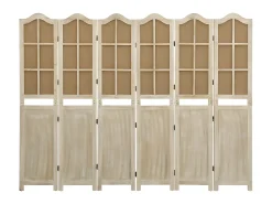 Biombo-Biombo de 6 paneles tela marrón 214x165 cm ES746534 Marru00f3n