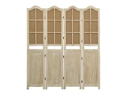 Hot Biombo de 4 paneles tela marrón 140x165 cm ES240426 Marru00f3n