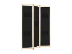 Biombo divisor 3 paneles de tela 120x170x4 cm ES968289 Negro Clearance