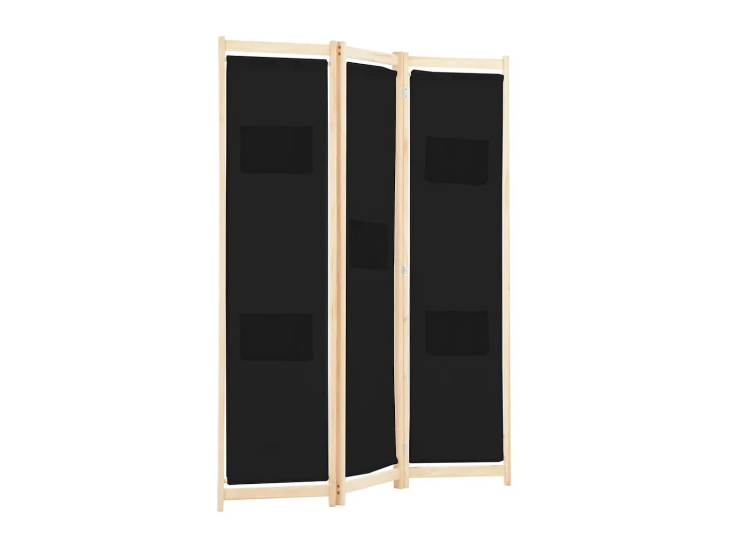 Biombo divisor 3 paneles de tela 120x170x4 cm ES968289 Negro Clearance