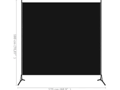 Biombo-Biombo divisor de 1 panel 175x180 cm ES990823 Negro