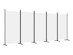 Biombo divisor de 5 paneles de tela 433x180 cm ES302064 Blanco Sale