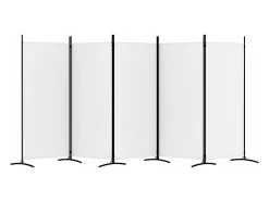 Biombo divisor de 5 paneles de tela 433x180 cm ES302064 Blanco Sale