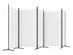 Biombo divisor de 5 paneles de tela 433x180 cm ES302064 Blanco Sale