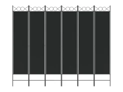 Clearance Biombo divisor de 6 paneles de tela 240x200 cm ES110289 Negro