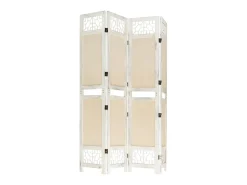 Biombo-Biombo divisor de 4 paneles de tela color 140x165 cm ES788601 Crema