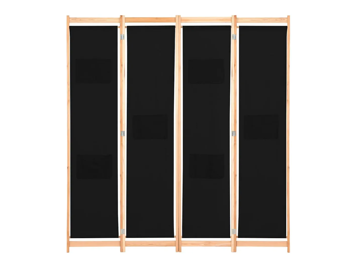 New Biombo divisor de 4 paneles de tela 160x170x4 cm ES171006 Negro