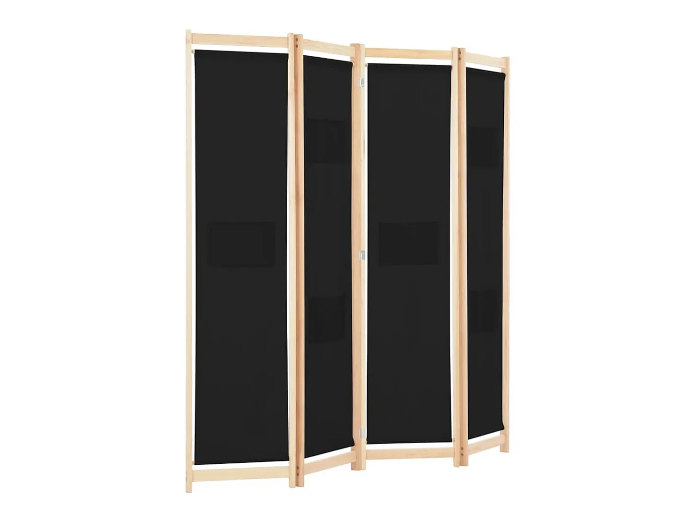 New Biombo divisor de 4 paneles de tela 160x170x4 cm ES171006 Negro