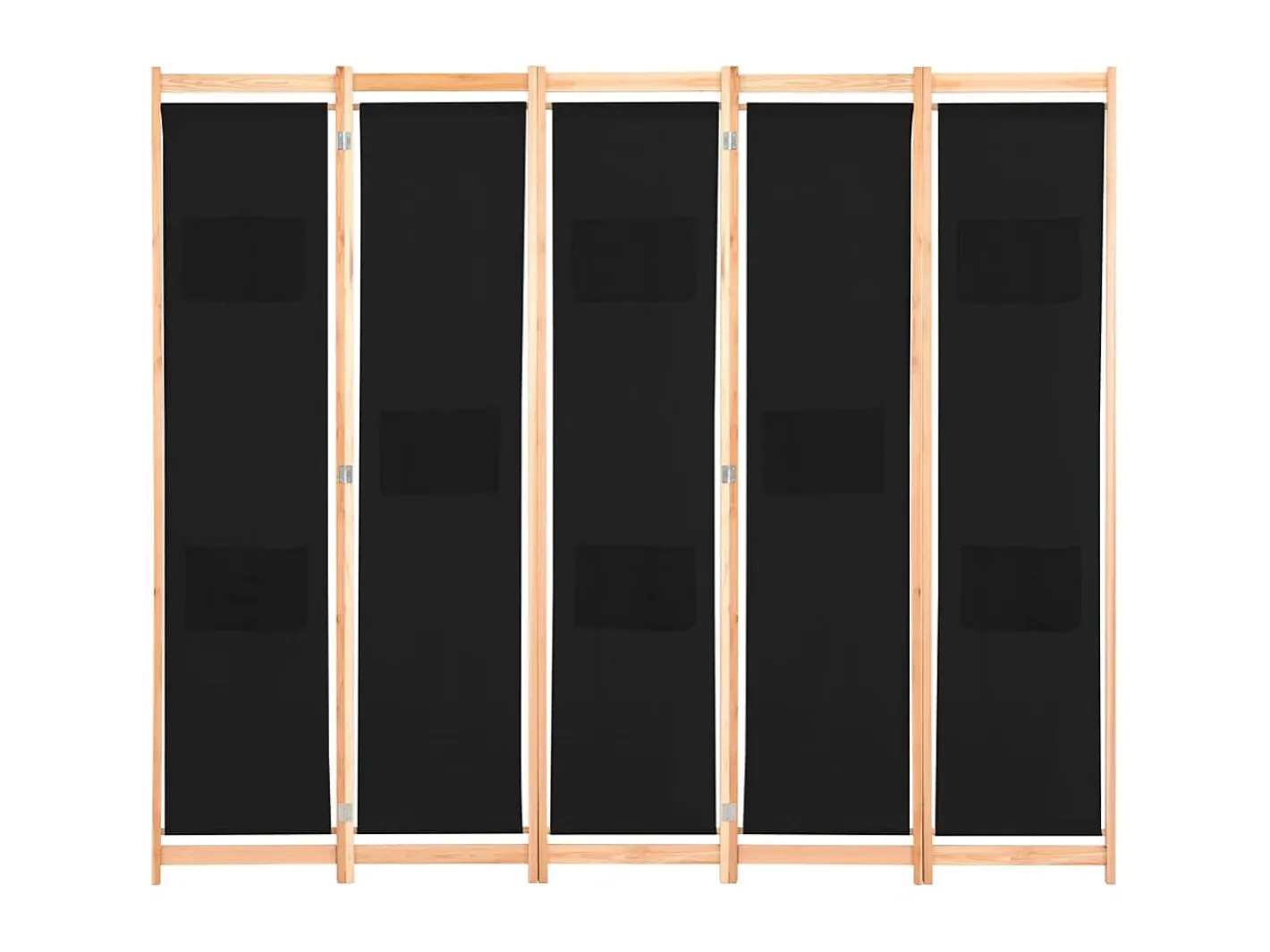Biombo-Biombo divisor de 5 paneles de tela 200x170x4 cm ES397456 Negro