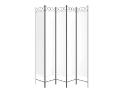 Biombo divisor de 5 paneles de tela 200x220 cm ES356706 Blanco Sale