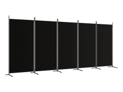 Biombo divisor de 5 paneles de tela 433x180 cm ES107272 Negro Online