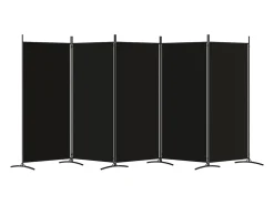 Biombo divisor de 5 paneles de tela 433x180 cm ES107272 Negro Online