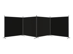 Biombo-Biombo divisor de 4 paneles de tela 698x180 cm ES577197 Negro