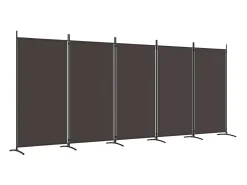 Biombo-Biombo divisor de 5 paneles de tela marrón 433x180 cm ES921852 Marru00f3n