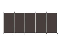 Biombo-Biombo divisor de 5 paneles de tela marrón 433x180 cm ES921852 Marru00f3n