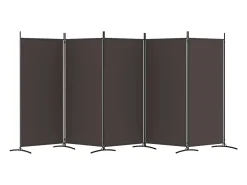 Biombo-Biombo divisor de 5 paneles de tela marrón 433x180 cm ES921852 Marru00f3n