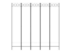 Biombo-Biombo divisor de 5 paneles de tela 200x200 cm ES741652 Blanco