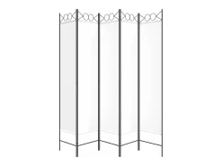 Biombo-Biombo divisor de 5 paneles de tela 200x200 cm ES741652 Blanco