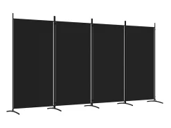 Biombo divisor de 4 paneles de tela 346x180 cm ES223180 Negro New