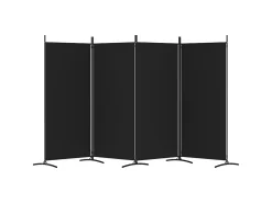 Biombo divisor de 4 paneles de tela 346x180 cm ES223180 Negro New