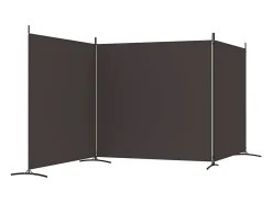 Biombo divisor de 3 paneles de tela marrón 525x180 cm ES564355 Marru00f3n New