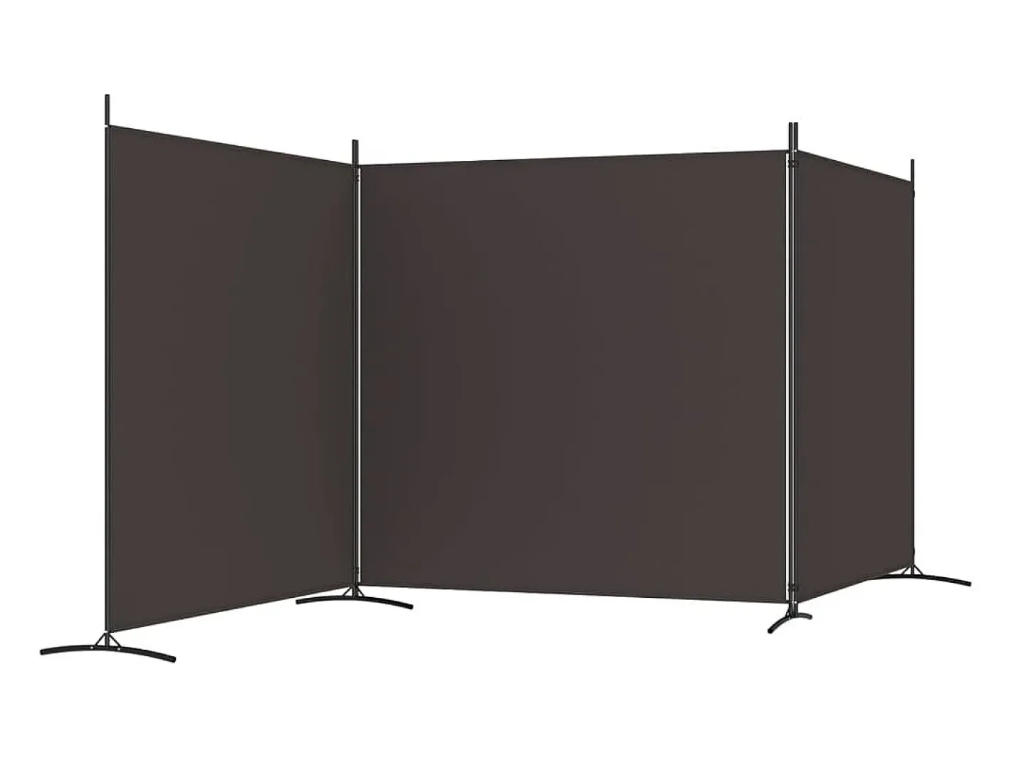 Biombo divisor de 3 paneles de tela marrón 525x180 cm ES564355 Marru00f3n New