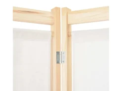 Biombo divisor de 6 paneles de tela color 240x170x4 cm ES139522 Crema