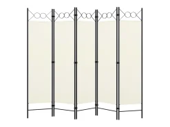 Biombo-Biombo divisor de 5 paneles 200x180 cm ES659418 Blanco