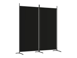 Biombo-Biombo divisor de 2 paneles de tela 175x180 cm ES860976 Negro