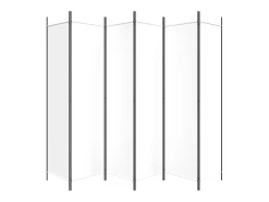 Biombo-Biombo divisor de 6 paneles de tela 300x200 cm ES926712 Blanco