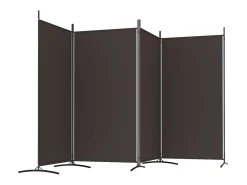 Biombo divisor de 4 paneles de tela marrón 346x180 cm ES316111 Marru00f3n Outlet