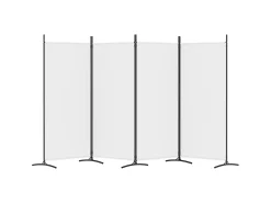 Biombo divisor de 4 paneles de tela 346x180 cm ES784632 Blanco Hot