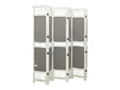Biombo-Biombo divisor de 6 paneles de tela 210x165 cm ES717133 Gris