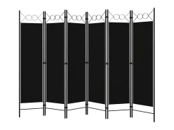 Biombo-Biombo divisor de 6 paneles 240x180 cm ES687438 Negro