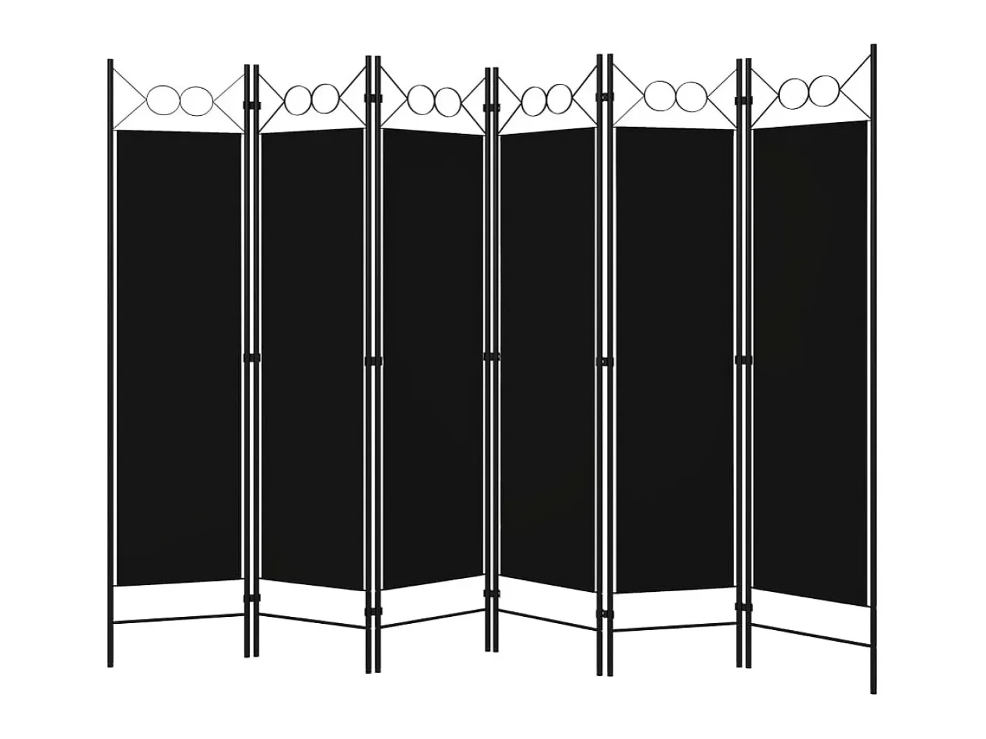 Biombo-Biombo divisor de 6 paneles 240x180 cm ES687438 Negro