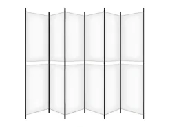 Biombo divisor de 6 paneles de tela 300x220 cm ES661032 Blanco