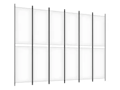 Biombo divisor de 6 paneles de tela 300x220 cm ES661032 Blanco