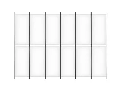 Biombo divisor de 6 paneles de tela 300x220 cm ES661032 Blanco