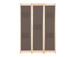 Biombo-Biombo divisor de 3 paneles de tela marrón 120x170x4 cm ES938514 Marru00f3n